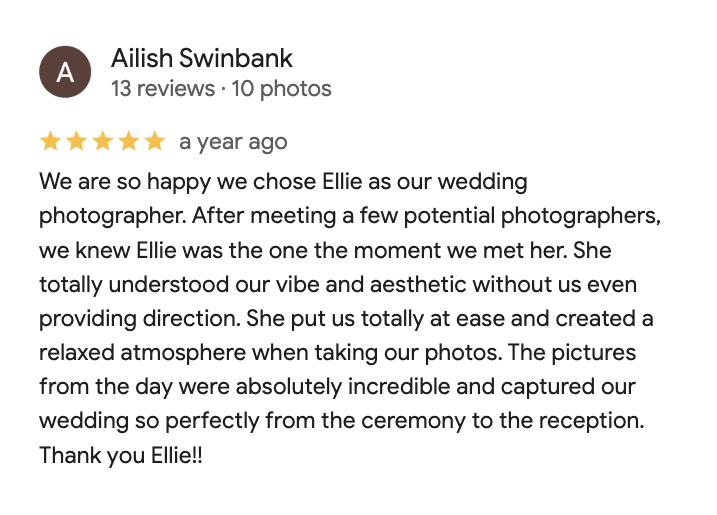 Five-star Google review from Ailish Swinbank
