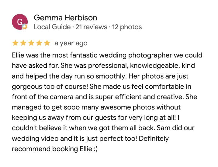 Five-star Google review from Gemma Herbison